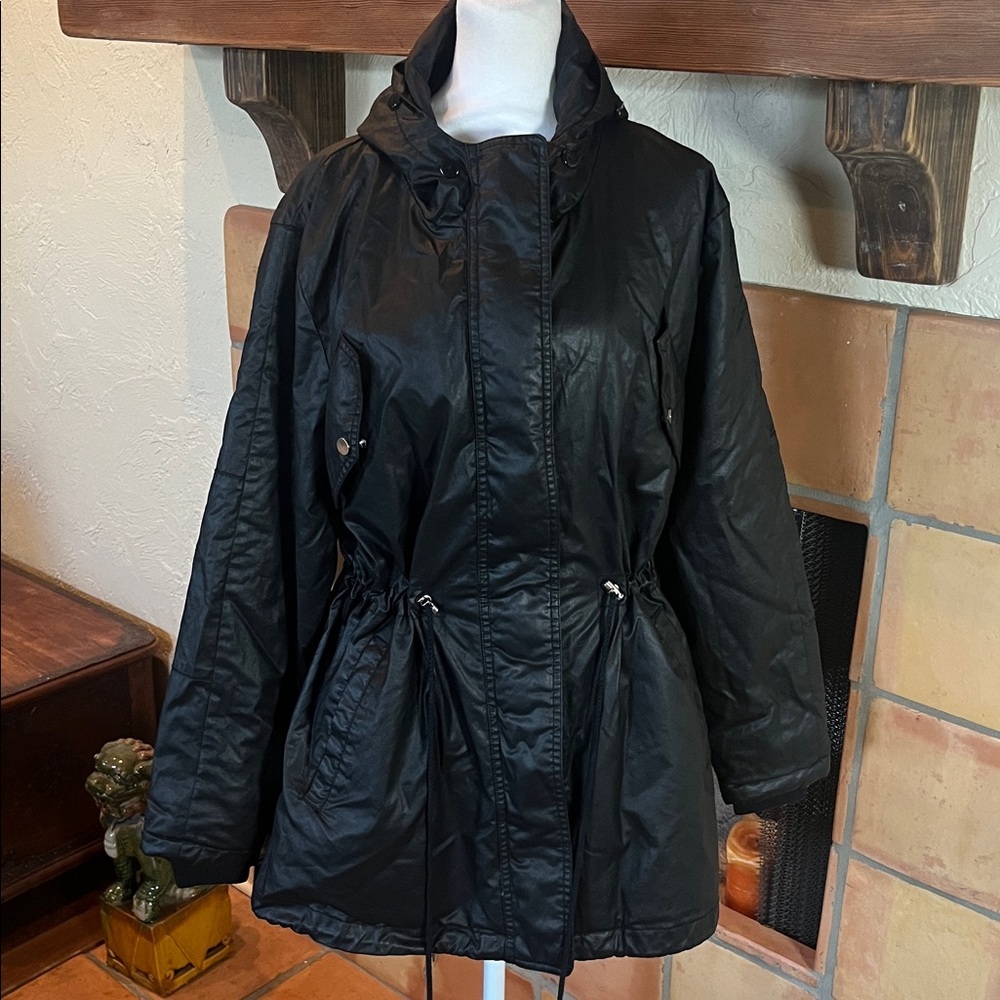Whistles Wilmer Black Waxy Parka, size M